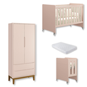 Ver imagem 1 de Quarto de Bebê Berço Evolution + Guarda Roupa 2 Portas Rosa + Colchão