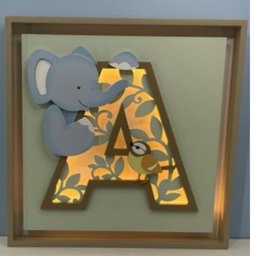 Quadro Caixa Charme Safari Letra Elefante - QDSF-05A BH BABY KIDS - 3
