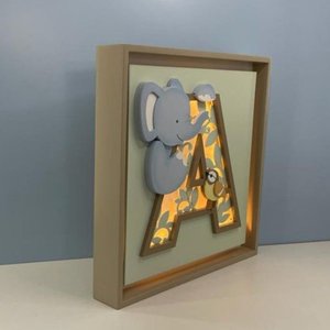 Quadro Caixa Charme Safari Letra Elefante - QDSF-05A BH BABY KIDS