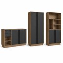 Ver imagem 2 de Conjunto Escritório Office 3 Peças, Armário Baixo 2 Portas, 2 Gavetas e Armário Alto 4 Portas e