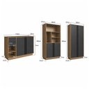 Ver imagem 3 de Conjunto Escritório Office 3 Peças, Armário Baixo 2 Portas, 2 Gavetas e Armário Alto 4 Portas e