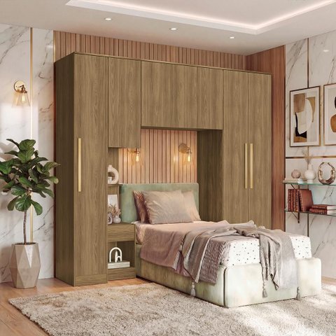 Quarto Modulado Kappesberg Adapt Nogueira 4 Peças 247cm