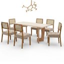 Ver imagem 2 de Mesa de Jantar Liz 160x80cm Vidro 40mm Cinamomo Off White com Kit 6 Cadeiras Veludo Bege - Valdem