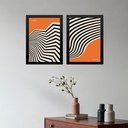 Ver imagem 2 de Kit 2 Quadros Abstratos Laranja e Preto - Bauhaus Curvas 33x24cm:moldura Branca