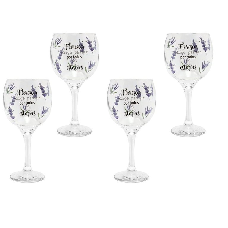 Jogo 4 Taças Gin Vidro 600ml - Lavanda Jogo 4 Taças Gin Vidro 600ml - Lavanda