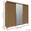 Ver imagem 3 de Guarda Roupa Casal 3 Portas de Correr Espelho New Guarapari - Jequitibá