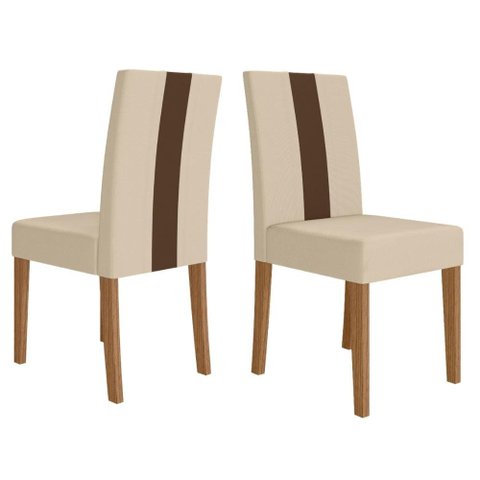 Kit 2 Cadeiras Estofadas MDF Linea Suede Carvalho Marfim Poliman