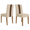 Ver imagem 1 de Kit 2 Cadeiras Estofadas MDF Linea Suede Carvalho Marfim Poliman