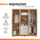 Ver mais imagens de Guarda Roupas Casal 6 Portas 3 Gavetas com Espelho Croácia Madeirado / Off White Notável