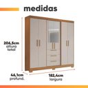Ver imagem 4 de Guarda Roupas Casal 6 Portas 3 Gavetas com Espelho Croácia Madeirado / Off White Notável