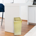 Ver imagem 4 de Lixeira Quadrada Dourada em Aço Inox Com Tampa Basculante 15L - By Fineza