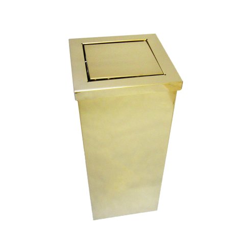 Lixeira Quadrada Dourada em Aço Inox Com Tampa Basculante 15L - By Fineza