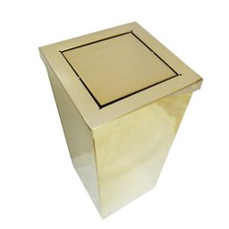 Lixeira Quadrada Dourada em Aço Inox Com Tampa Basculante 15L - By Fineza - 3