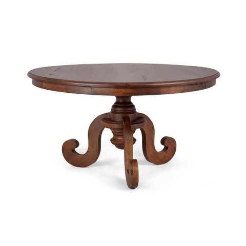 Mesa de Jantar Redonda em Madeira Maciça 6 lugares Phil 140cm - Canela