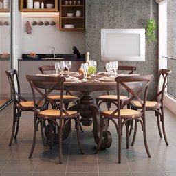 Mesa de Jantar Redonda em Madeira Maciça 6 lugares Phil 140cm - Canela - 9
