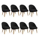Ver imagem 1 de Kit 08 Cadeiras Poltrona de Jantar Estofada Luna Boucle Preto Pés Palito Castanho