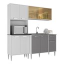 Ver imagem 1 de Armário de Cozinha Compacta com Balcão para Pia Multimóveis Branco-lacca Fumê Branco-lacca Fumê