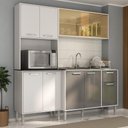 Ver imagem 6 de Armário de Cozinha Compacta com Balcão para Pia Multimóveis Branco-lacca Fumê Branco-lacca Fumê