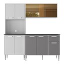 Ver imagem 4 de Armário de Cozinha Compacta com Balcão para Pia Multimóveis Branco-lacca Fumê Branco-lacca Fumê