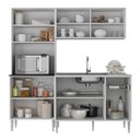 Ver imagem 3 de Armário de Cozinha Compacta com Balcão para Pia Multimóveis Branco-lacca Fumê Branco-lacca Fumê