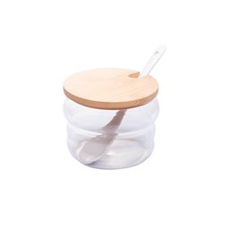 Conjunto 3 Porta Temperos de Vidro Borossilicato com Tampa e Suporte de Bambu 230ml - Wolff - 4