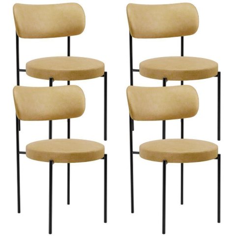 Kit 04 Cadeiras Estofadas para Sala de Jantar Louise L02 Couríssimo Fendi - Lyam Decor