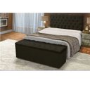 Ver imagem 1 de Cabeceira Mais Calçadeira Baú Casal Queen 160cm Para Cama Box Sofia Suede Preto - DS Móveis