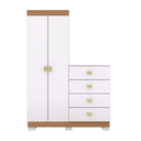 Ver imagem 1 de Cômoda Roupeiro Guarda-roupas 2 Portas 4 Gavetas Cristal Branco Flex/camarim - Mabe Magazine
