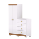 Ver imagem 2 de Cômoda Roupeiro Guarda-roupas 2 Portas 4 Gavetas Cristal Branco Flex/camarim - Mabe Magazine