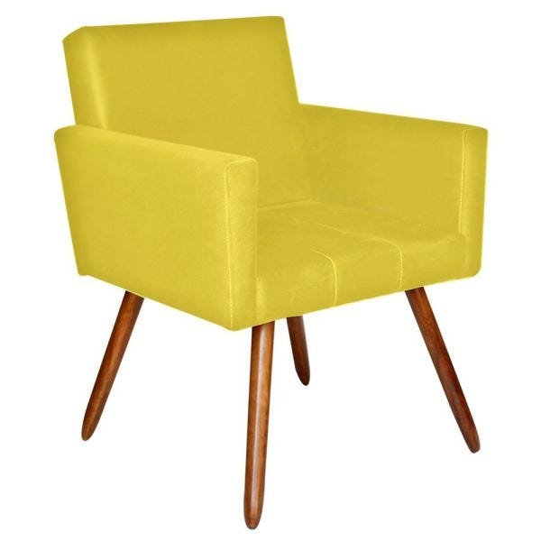 Poltrona Decorativa Pés Palito Vitoria Suede Amarela - Kasa Sofá é boa?