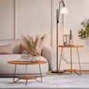 Ver imagem 3 de Conjunto 2 Mesa de Centro e Apoio Liz Sala Moderno -freijo