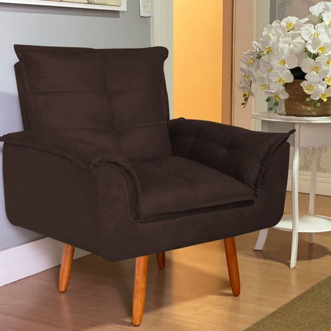 Poltrona Opala Susi para Amamentação Decorativa Tecido Suede Para, Quarto,sala de Estar, Recepção Pé