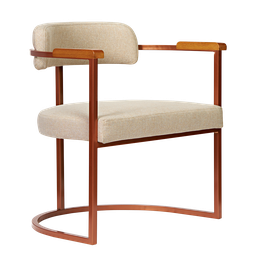 Kit 02 Poltronas Ohio Braço Madeira Linho Marfim Estrutura Bronze - 3