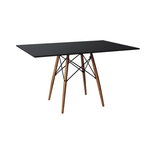 Mesa de Jantar Eiffel Retangular 120cm Tampo de Madeira Preta