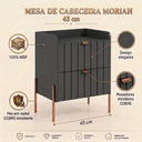 Ver imagem 2 de Mesa de Cabeceira Moriah 45cm Grafite Ambiente Luxuoso MDF Laqueado Industrial Pés Ferro Cobre