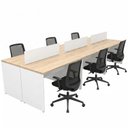 Ver imagem 1 de Conjunto Estação de Trabalho 6 Lugares com 6 Cadeiras de Escritório Ergonômicas - Dubai/Branco
