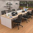 Ver imagem 3 de Conjunto Estação de Trabalho 6 Lugares com 6 Cadeiras de Escritório Ergonômicas - Dubai/Branco