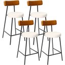 Ver imagem 1 de Kit 04 Banquetas Baixa Cozinha Sala Jantar Bancada Milão L02 Couríssimo Whisky Linho Cru - lyam deco