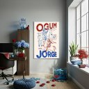 Ver imagem 1 de Quadro Decorativo Ogum São Jorge - 70x50cm:moldura Branca