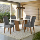 Ver imagem 1 de Conjunto Sala de Jantar Completo Mesa com 4 Cadeiras Rubi - Cedro Off White