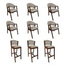 Ver imagem 1 de Kit 6 Cadeiras Helen Kit Premium com 3 Banquetas Ana Madeira Maciça Mel - Bege