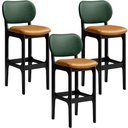 Ver imagem 1 de Kit 3 Banquetas Alta Bar Cozinha Jantar Betta L02 Preto Couríssimo Whisky Facto Verde - Lyam Decor