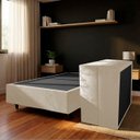 Ver imagem 1 de Base Box Solteiro para Cama Dobrável Otto Suede Bege 188x88 Reforçada com Pés Compacto - Arkell
