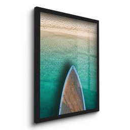 Quadro Decorativo Barco Praia Mar Canoa 45x33 C/vidro - 2
