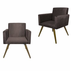 Kit 2 Poltronas Decorativa Pés Palito Nina Corino Marrom - Ds Móveis