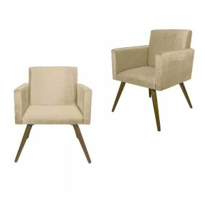 Kit 2 Poltronas Decorativa Pés Palito Nina Corino Bege - Ds Móveis