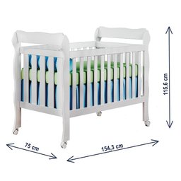 Berço Americano 3 em 1 Lila Branco Brilho Carolina Baby - 5