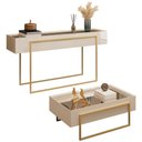 Ver imagem 2 de Kit Aparador e Mesa de Centro para Sala de Estar Pés Industrial Malika D05 Off White - Lyam Decor