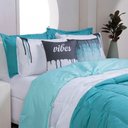 Ver imagem 4 de Kit Edredom Linho Colorful Casal King 5 Peças 100% Poliéster - Verde