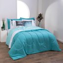 Ver imagem 1 de Kit Edredom Linho Colorful Casal King 5 Peças 100% Poliéster - Verde